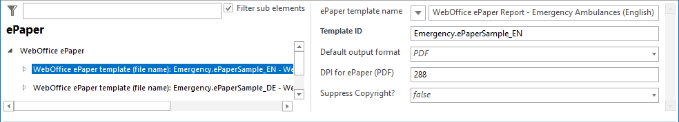 WebOffice ePaper template configuration