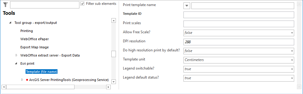 Configuration of a print template