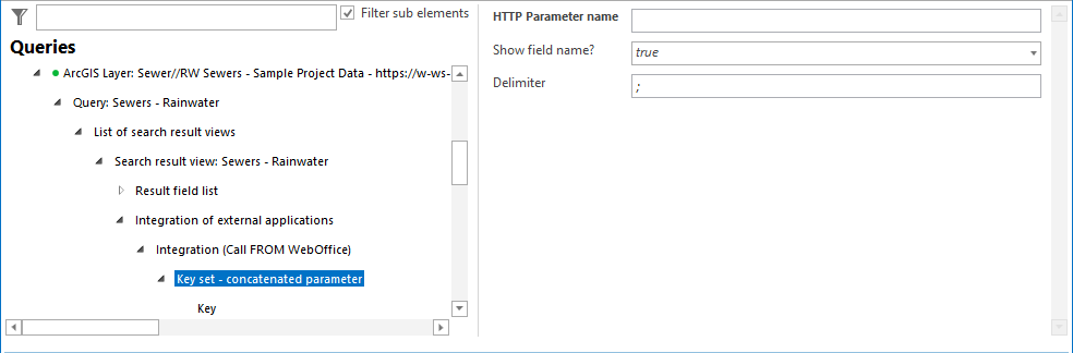 Key set - concatenated parameter configuration Key set - concatenated parameter configuration
