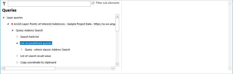 List of predefined queries configuration