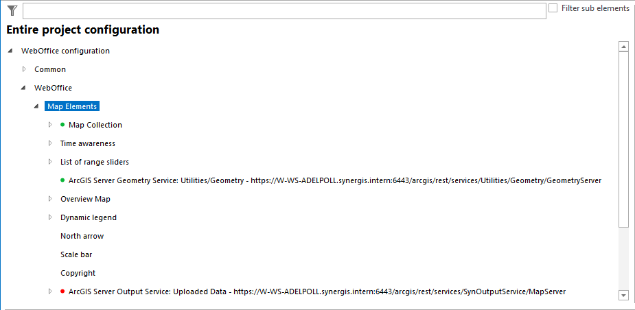 Entire Project configuration - Map elements