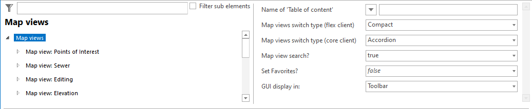 Map views configuration
