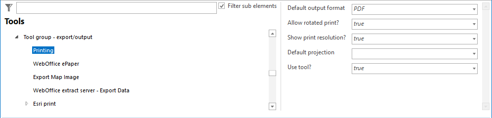 Printing tool configuration