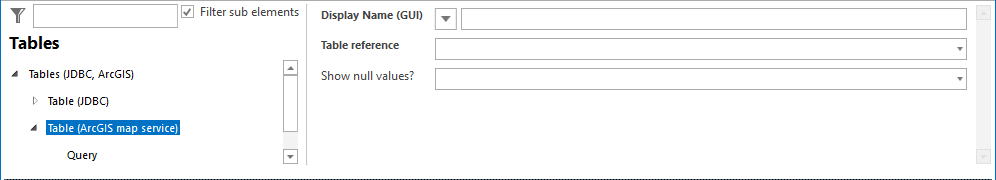 Table configuration (ArcGIS Map Service) Table configuration (ArcGIS Map Service)