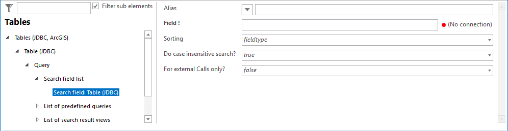 Search field list and search field