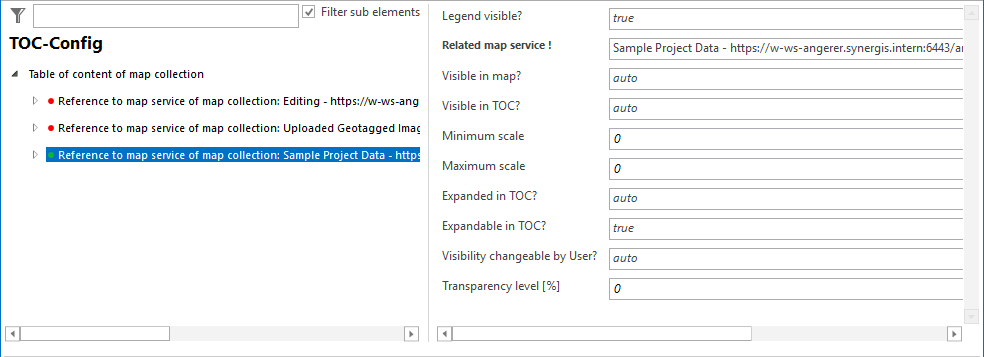 Reference to map service of map collection configuration