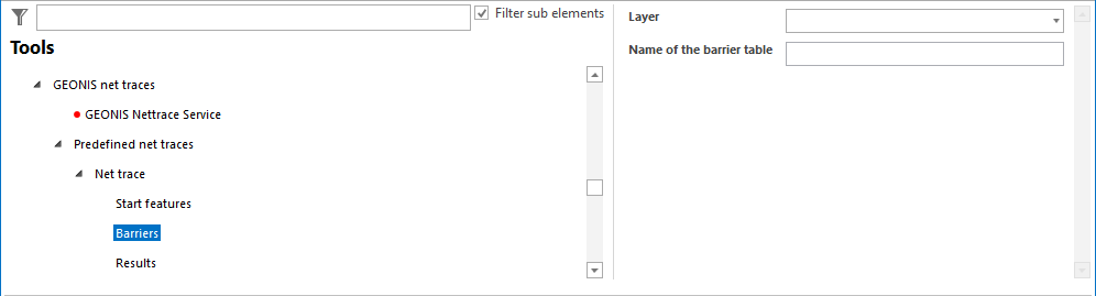 GEONIS net trace barriers configuration