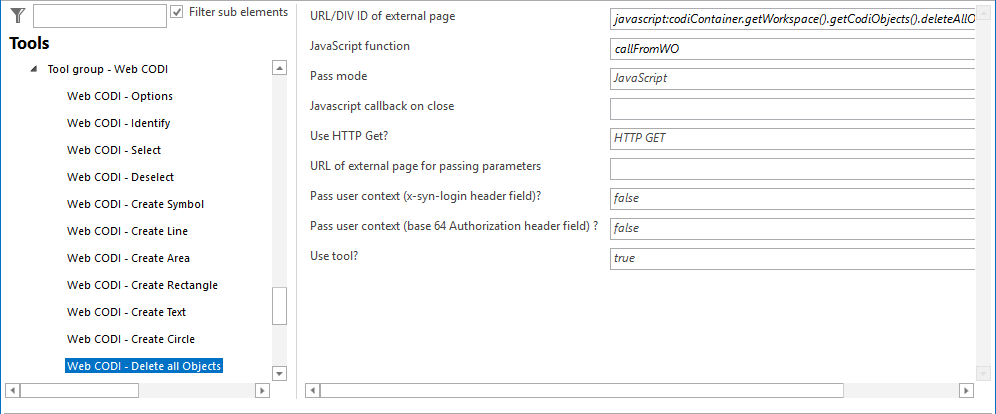 Configuration - Web CODI Delete all Objects