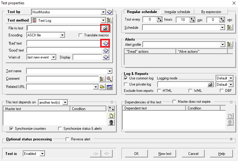 HostMonitor: Zu testende Datei und zu testenden String auswählen HostMonitor: Zu testende Datei und zu testenden String auswählen