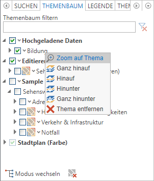 Entfernung des hochgeladenen Layers aus dem Themenbaum Entfernung des hochgeladenen Layers aus dem Themenbaum