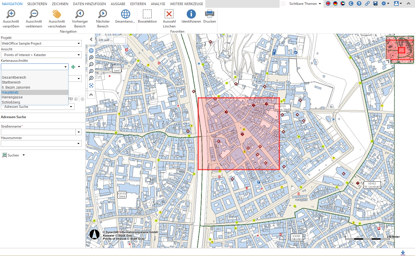 WebOffice core Client - Vorschau eines Kartenauschnittes (Geo-Bookmarks) WebOffice core Client - Vorschau eines Kartenauschnittes (Geo-Bookmarks)