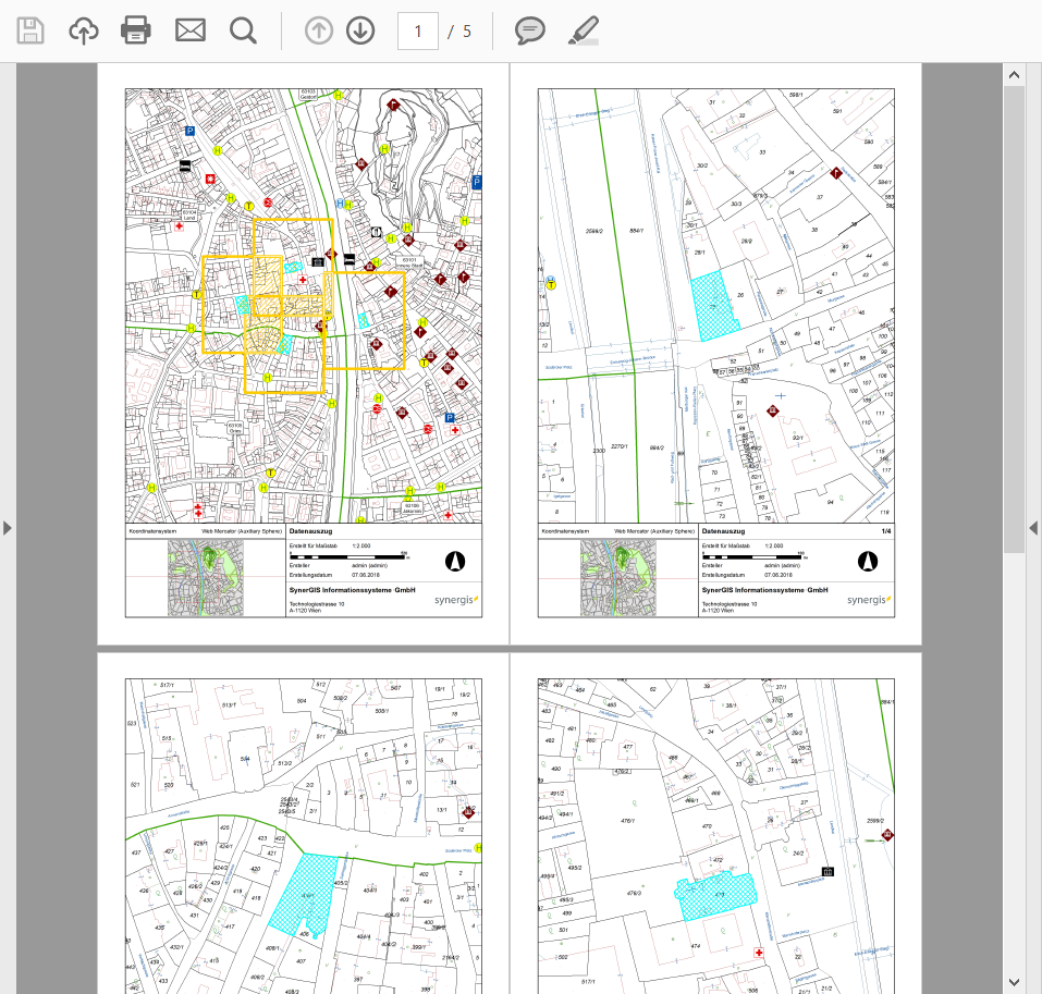 Ausdruck mit Seriendruck der vier selektierten Objekte Ausdruck mit Seriendruck der vier selektierten Objekte