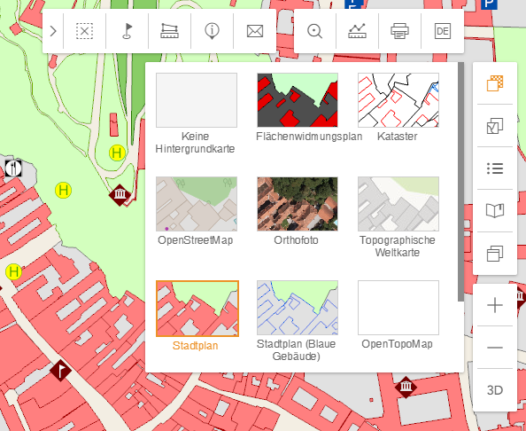 Grundkarten-Preview im WebOffice flex Client Grundkarten-Preview im WebOffice flex Client