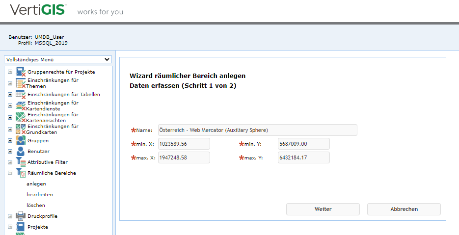 Einen räumlichen Bereich erstellen - 1. Schritt Einen räumlichen Bereich erstellen - 1. Schritt