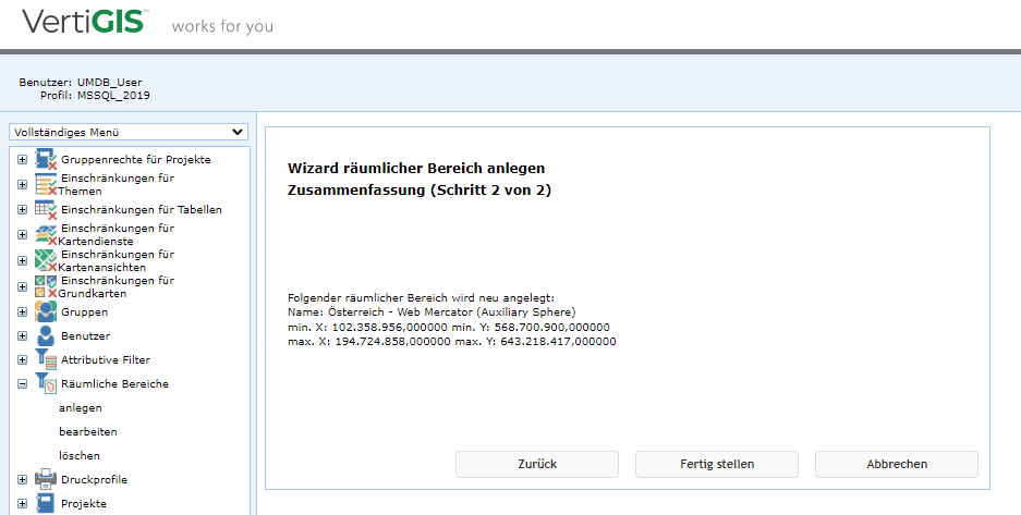 Einen räumlichen Bereich erstellen - 2. Schritt Einen räumlichen Bereich erstellen - 2. Schritt
