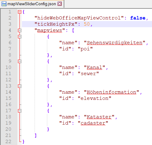 Anpassen der Datei mapViewSliderConfig.json Anpassen der Datei mapViewSliderConfig.json
