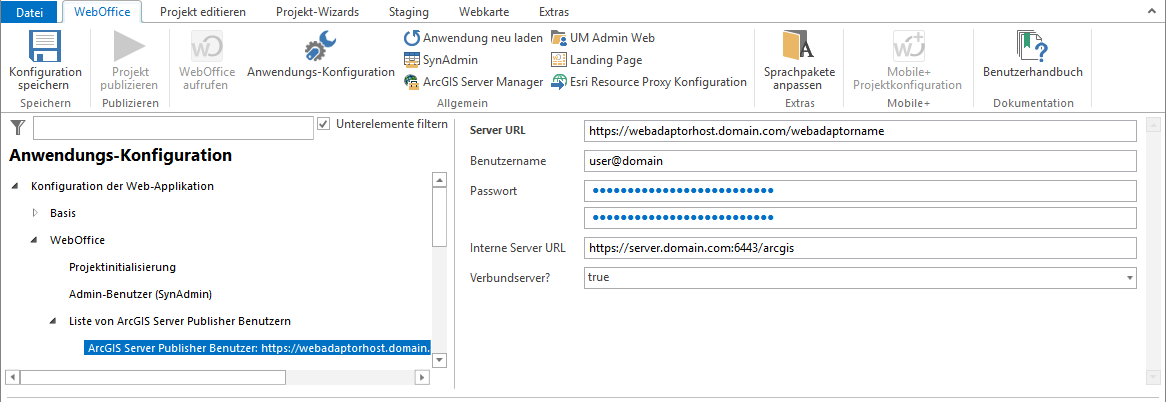 Konfiguration in Anwendungskonfiguration - Hinzufügen von Portal Benutzer mit Administrator-Rechte zur Liste der ArcGIS Server Benutzer Konfiguration in Anwendungskonfiguration - Hinzufügen von Portal Benutzer mit Administrator-Rechte zur Liste der ArcGIS Server Benutzer
