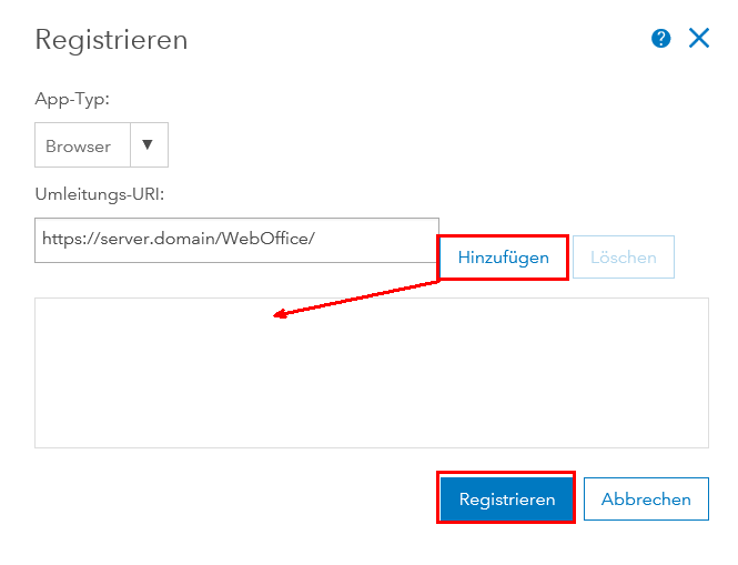 Registrieren der Anwendung mit Umleitungs-URI zu Ihrer WebOffice Anwendung Registrieren der Anwendung mit Umleitungs-URI zu Ihrer WebOffice Anwendung