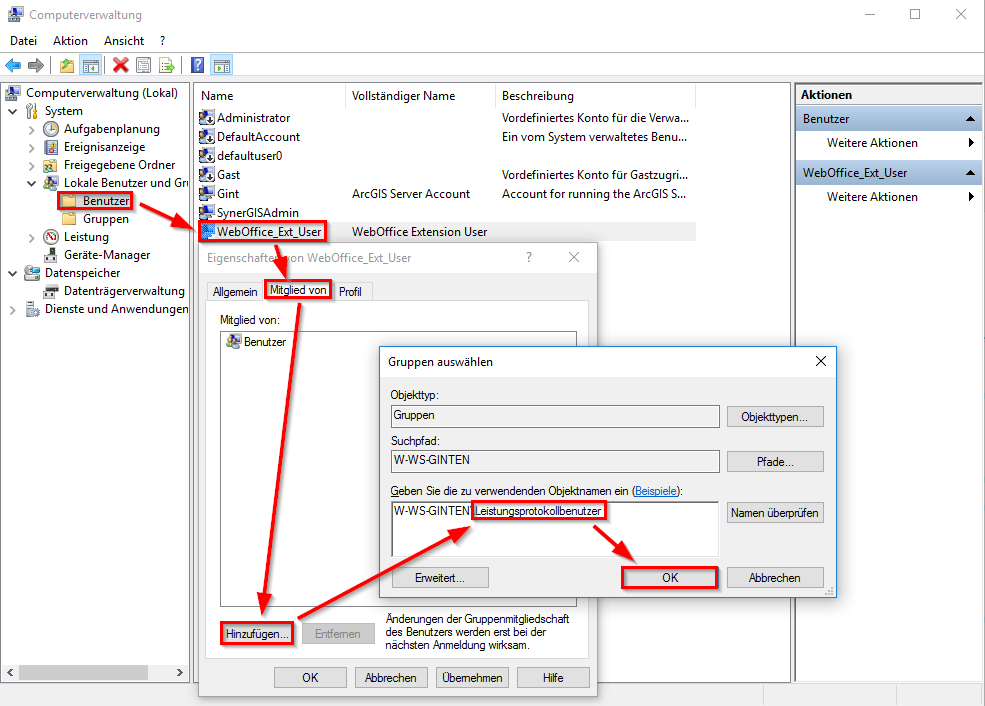 Windows Computerverwaltung - Extension Benutzer muss der Gruppe "Leistungsprotokollbenutzer" hinzugefügt werden Windows Computerverwaltung - Extension Benutzer muss der Gruppe "Leistungsprotokollbenutzer" hinzugefügt werden