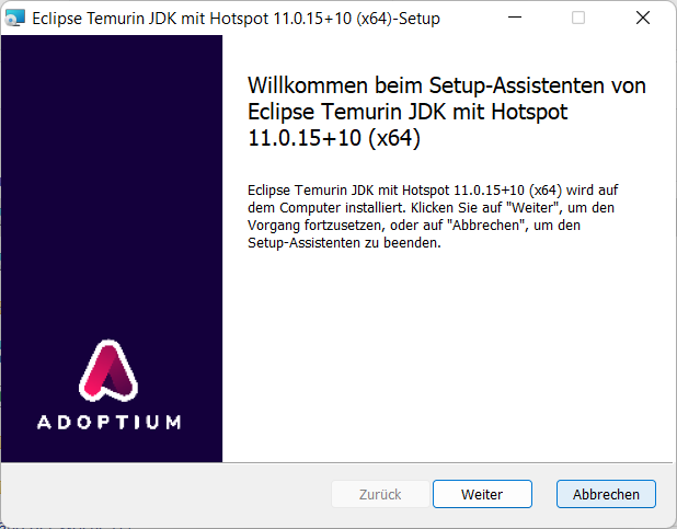 Starten des Installationssetups Starten des Installationssetups