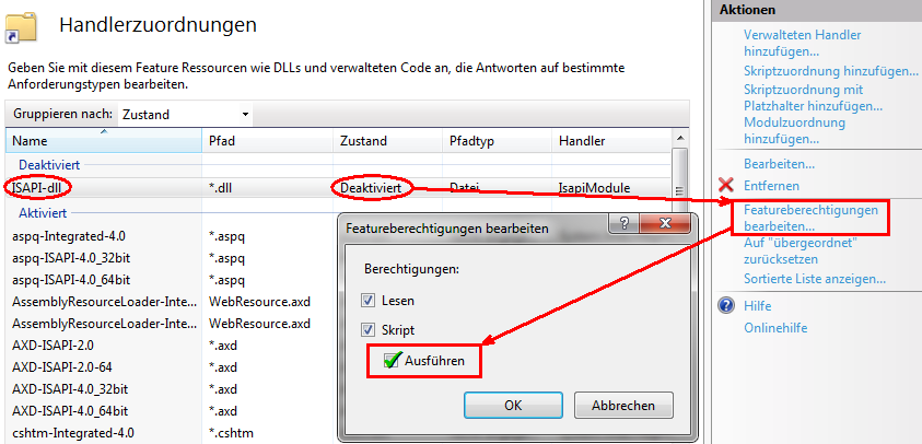 Aktivieren von ISAPI.dll" Aktivieren von ISAPI.dll"