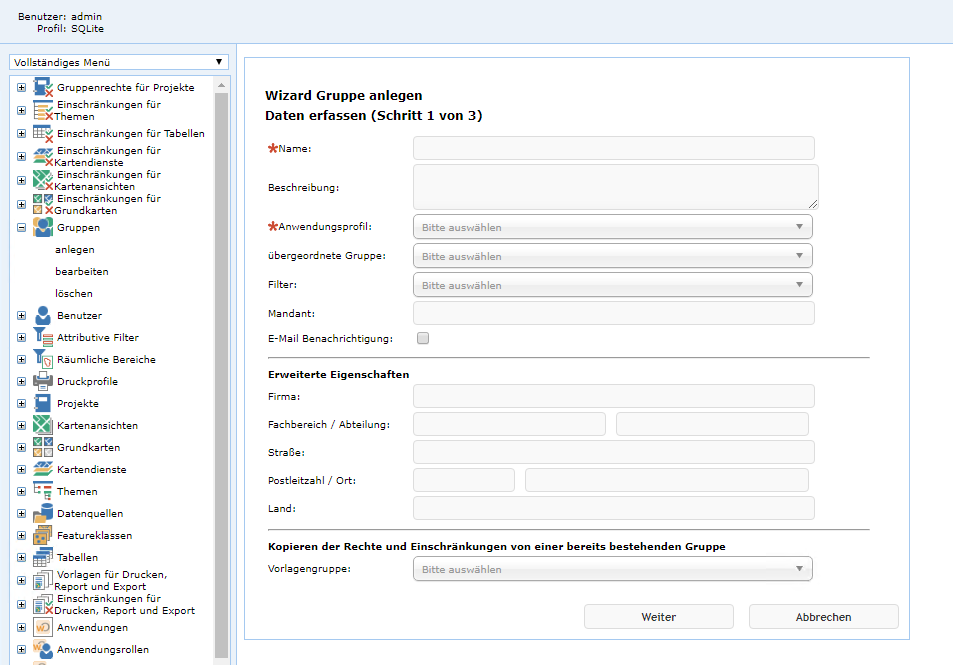 Gruppe anlegen - Schritt 1 Gruppe anlegen - Schritt 1