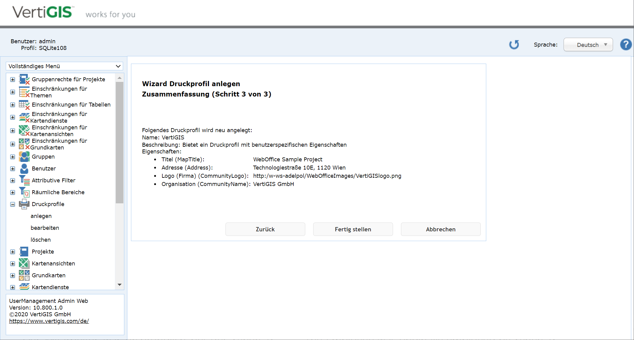 Druckprofil anlegen - Schritt 3 Druckprofil anlegen - Schritt 3