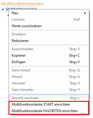 Erstellung von vordefinierten Multifunktionsleisten Erstellung von vordefinierten Multifunktionsleisten