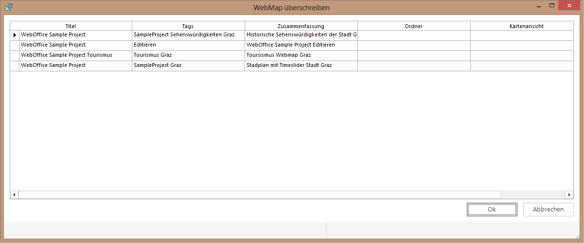 WebMap überschreiben WebMap überschreiben