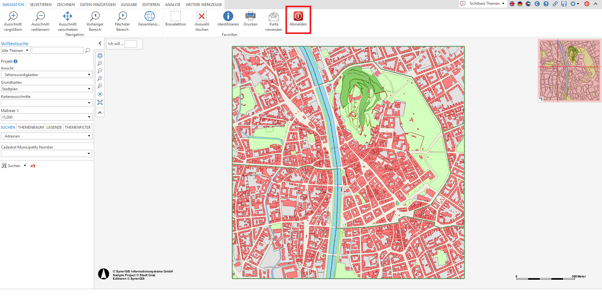 Anzeige des Abmelde-Buttons in der Werkzeugleiste Anzeige des Abmelde-Buttons in der Werkzeugleiste