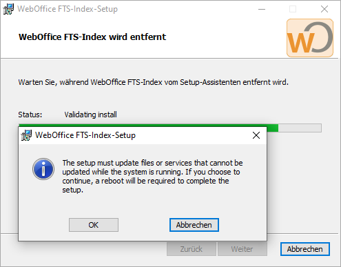 Deinstallation-Setup von WebOffice FTS-Index Deinstallation-Setup von WebOffice FTS-Index