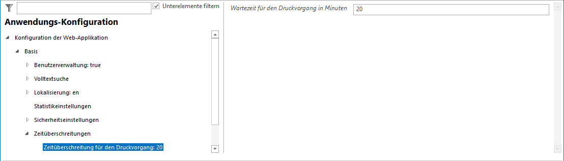 Konfiguration - Zeitüberschreitung für Druckvorgang Konfiguration - Zeitüberschreitung für Druckvorgang