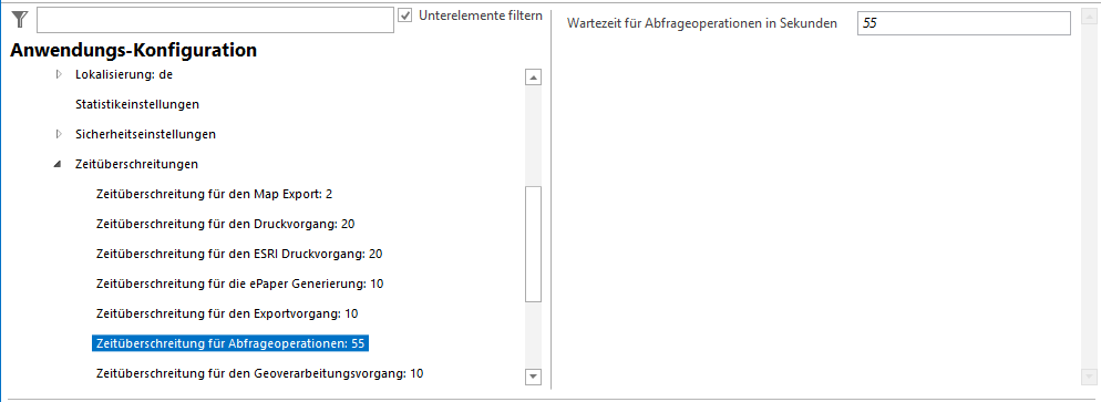 Konfiguration - Zeitüberschreitung für Abfrageoptionen Konfiguration - Zeitüberschreitung für Abfrageoptionen