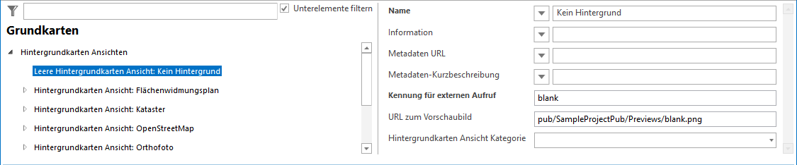 Konfiguration einer leeren Hintergrundkarten Ansicht Konfiguration einer leeren Hintergrundkarten Ansicht