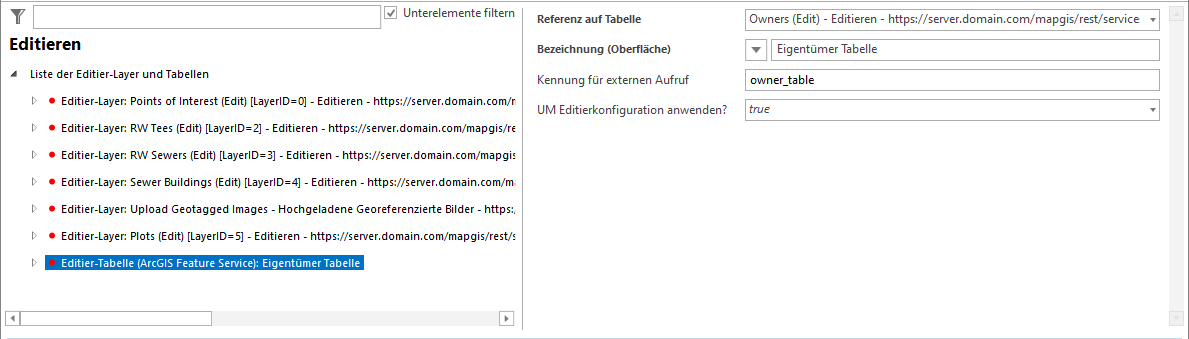 Konfiguration einer Editier-Tabelle Konfiguration einer Editier-Tabelle