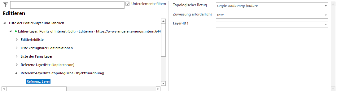 Konfiguration - Referenzlayer-Liste (topologische Objektzuordnung) Konfiguration - Referenzlayer-Liste (topologische Objektzuordnung)