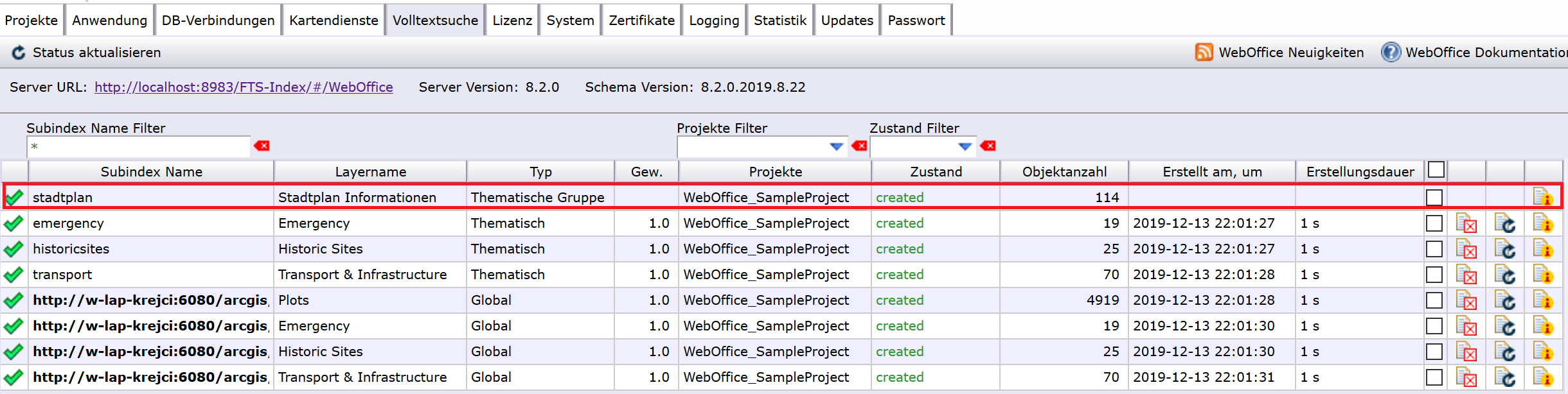 WebOffice Administrationsoberfläche - Volltextsuche - Thematische Gruppe WebOffice Administrationsoberfläche - Volltextsuche - Thematische Gruppe