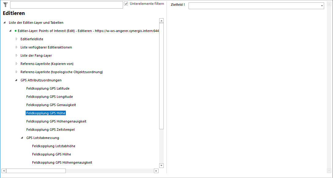 Konfiguration der GPS Attributzuordnung - Höhe Konfiguration der GPS Attributzuordnung - Höhe