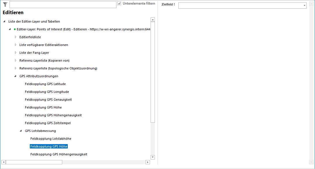 Konfiguration der GPS Attributzuordnung - Höhe Konfiguration der GPS Attributzuordnung - Höhe