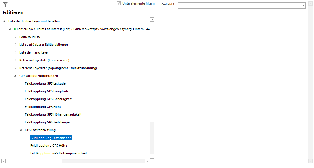 Konfiguration der GPS Attributzuordnung - Lotstabhöhe Konfiguration der GPS Attributzuordnung - Lotstabhöhe