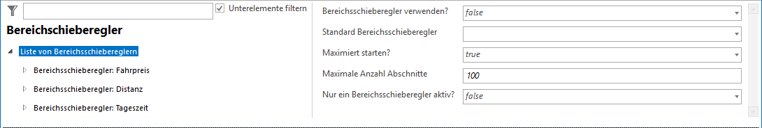 Konfiguration einer Liste von Bereichsschiebereglern Konfiguration einer Liste von Bereichsschiebereglern