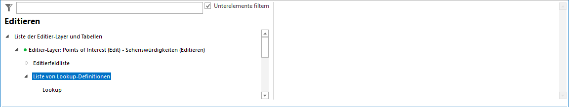 Liste von Lookup Definitionen Konfiguration - Editier-Layer Liste von Lookup Definitionen Konfiguration - Editier-Layer