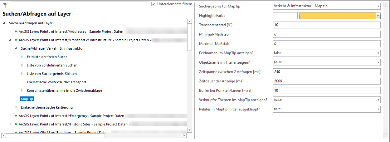 Konfiguration MapTip Konfiguration MapTip