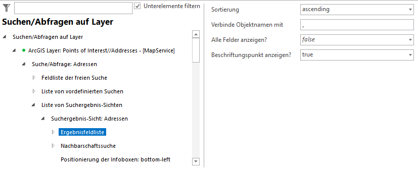 Konfiguration Ergebnisfeldliste Konfiguration Ergebnisfeldliste
