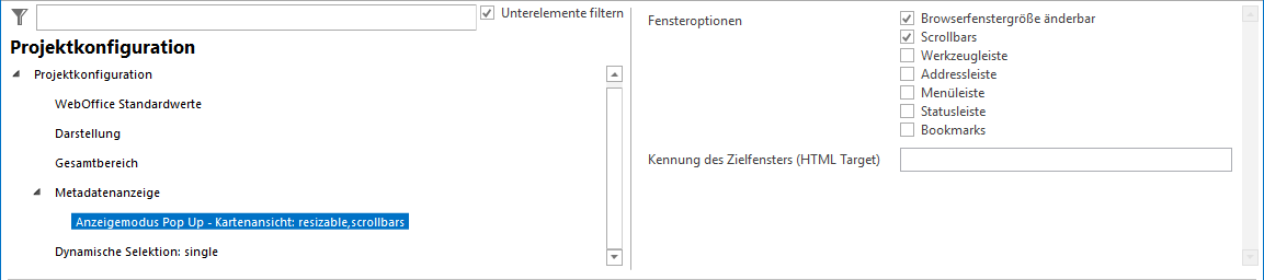 Anzeigemodus Pop Up Konfiguration Anzeigemodus Pop Up Konfiguration