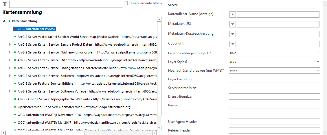 Auswahl eines OGC (WMS)/OGC (WMTS) Kartendienstes Auswahl eines OGC (WMS)/OGC (WMTS) Kartendienstes