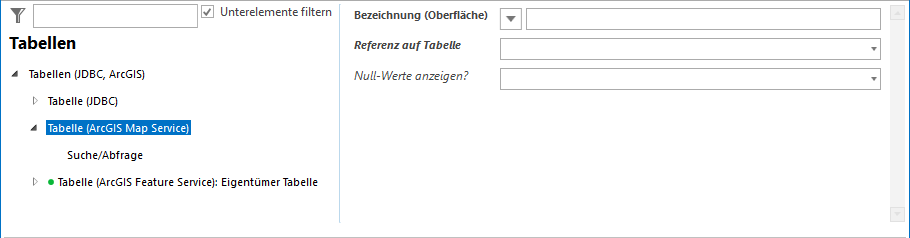 Tabelle (ArcGIS Map Service) - Konfigurationsparameter Tabelle (ArcGIS Map Service) - Konfigurationsparameter