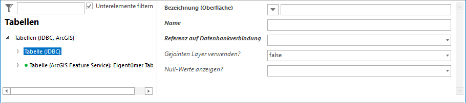 Tabelle (JDBC) - Konfigurationsparameter Tabelle (JDBC) - Konfigurationsparameter