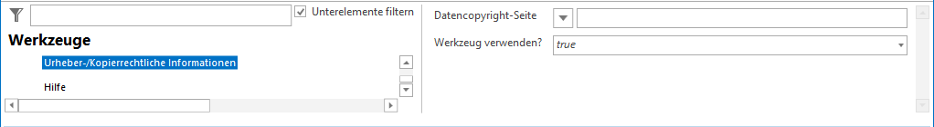 Urheber-/Kopierrechliche Informationen Konfiguration Urheber-/Kopierrechliche Informationen Konfiguration