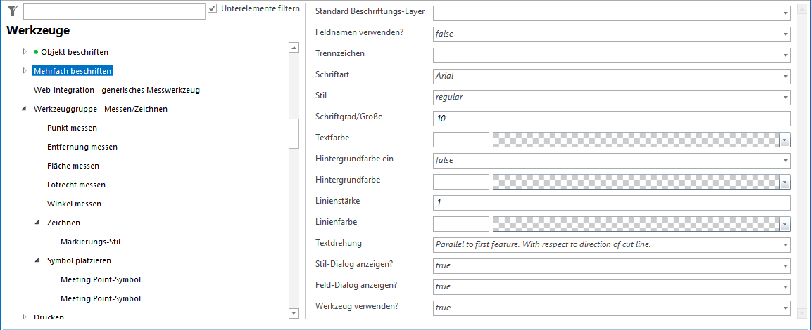 Freies Beschriften Werkzeug Konfiguration Freies Beschriften Werkzeug Konfiguration